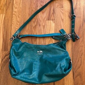 Coach Pebbled Patent Leather Crossbody/Shoulder Bag – Teal – Excellent Conditio